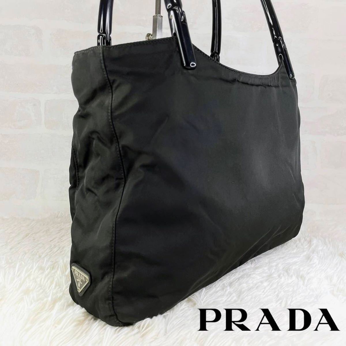 1円〜 PRADA☆プラダ ナイロン 三角ロゴ トートバッグ 肩掛け 