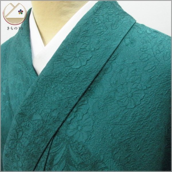 ★着物10★ 1円 絹 色無地 辻が花調 菊 草花 袷 身丈154cm 裄61cm [同梱可] ☆☆