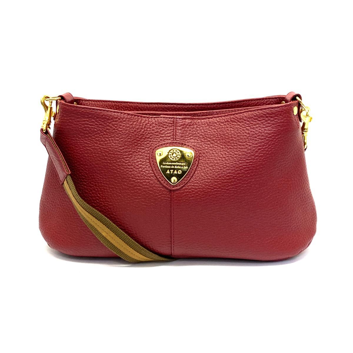 美品◆ATAO アタオ エルヴィ 2WAYバッグ◆ レッド レザー レディース ハンド ショルダー 多機能 bag 鞄 KI1004