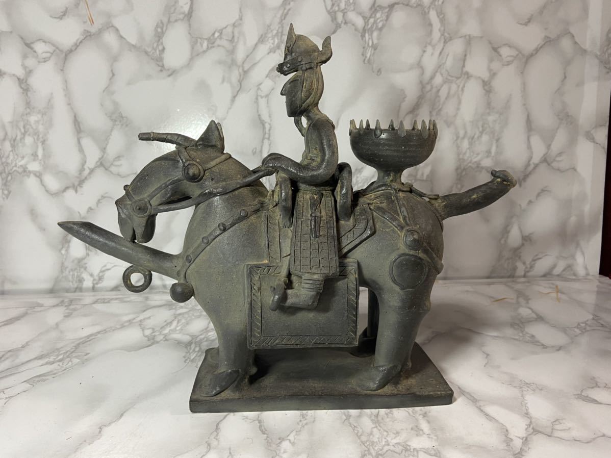 212s1 希少？ 新羅土器 騎馬人物形 古新羅 土器 新羅窯 美術品