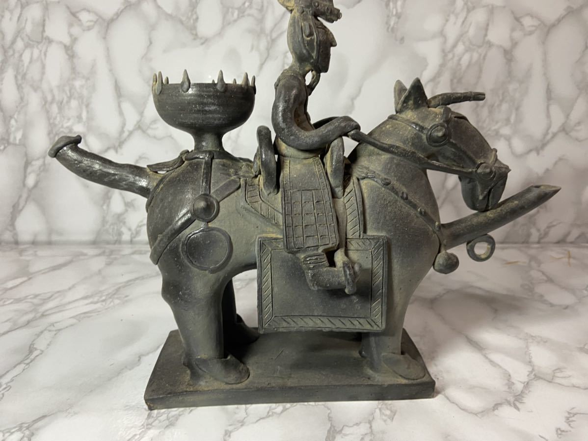 212s1 希少？ 新羅土器 騎馬人物形 古新羅 土器 新羅窯 美術品