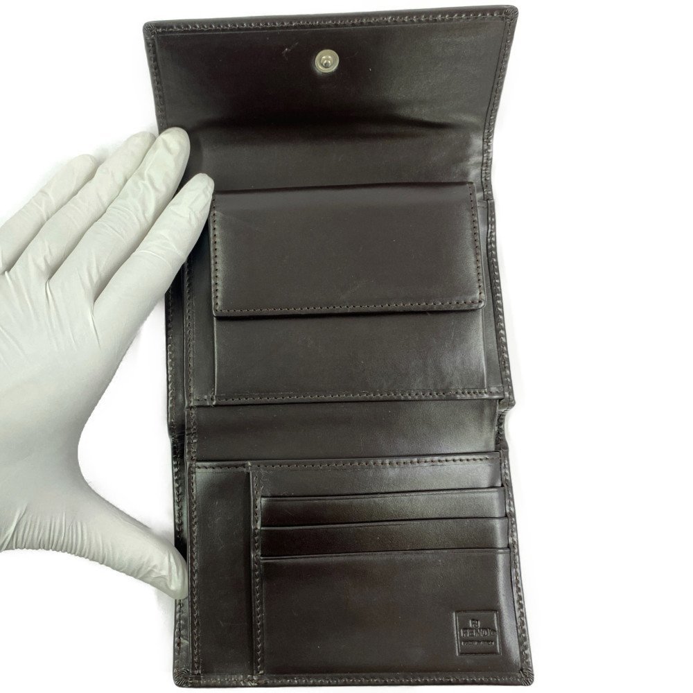 1円□フェンディ 3つ折り財布/1-307290/ブラウン/FENDI 翌日配送可