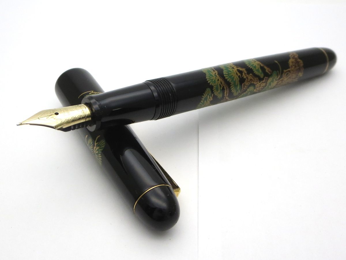 1000円スタート 万年筆 PILOT パイロット 蒔絵 国光会 國光會 松 黒 緑