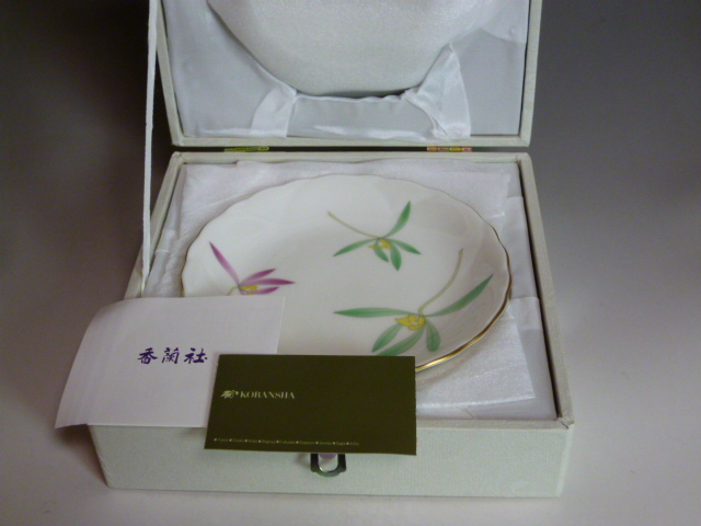◆◇『新品・ 未使用!!!　香蘭社 蘭彩　中皿(W92-JE8)　五枚揃　無傷完品』◇◆