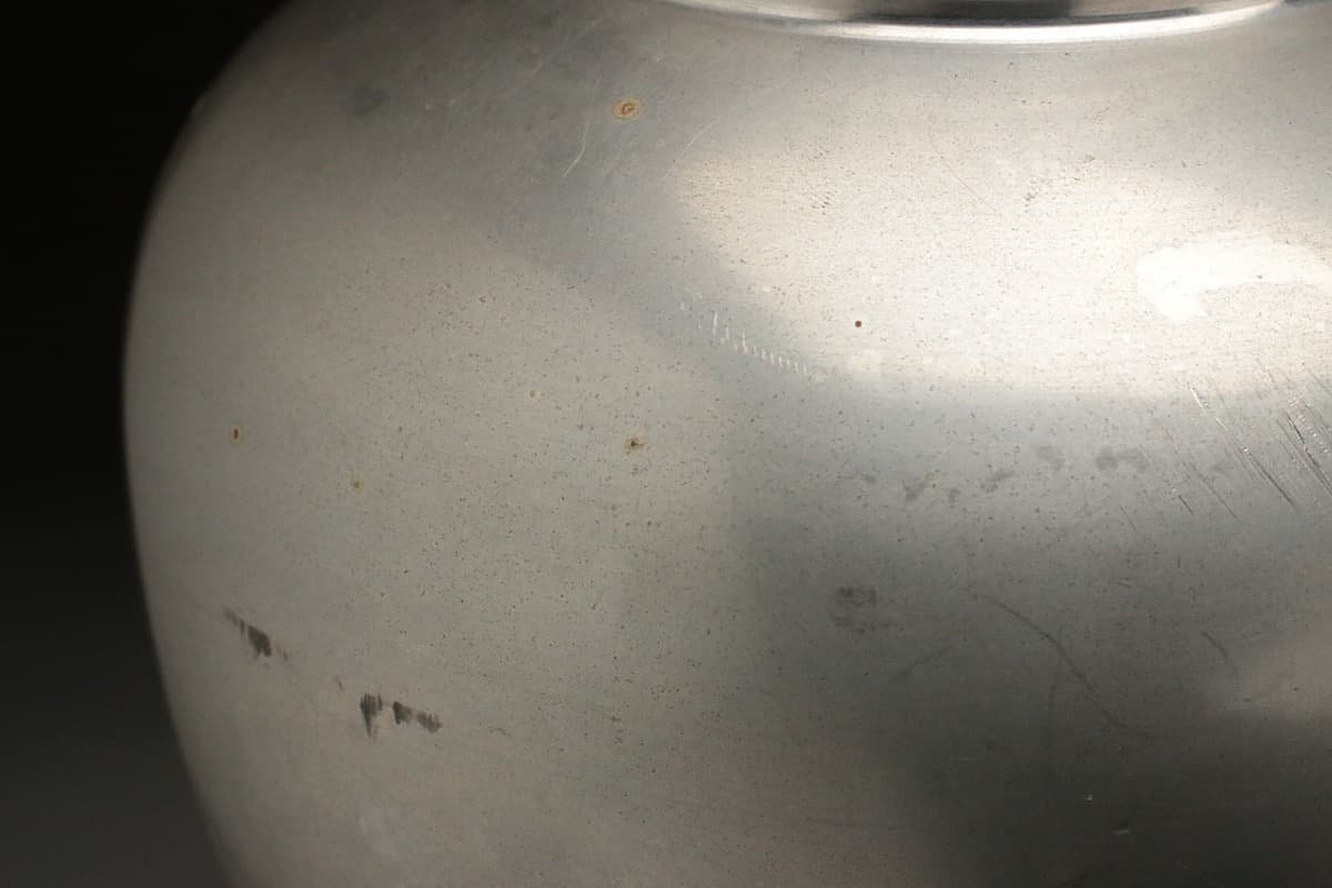 EI585 時代 煎茶道具 本錫製 錫茶壺・錫茶心壺 高17.8cm 重1.1kg・本錫