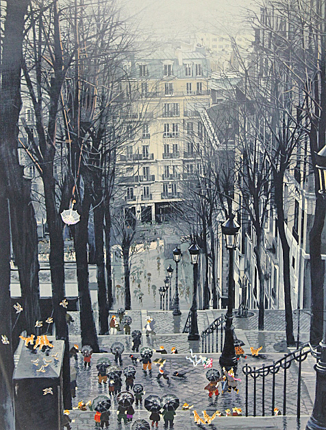 ■ヒロヤマガタ（山形博導） 【モンマルトルの雨傘】 シルクスクリーン 直筆サイン エディション有り