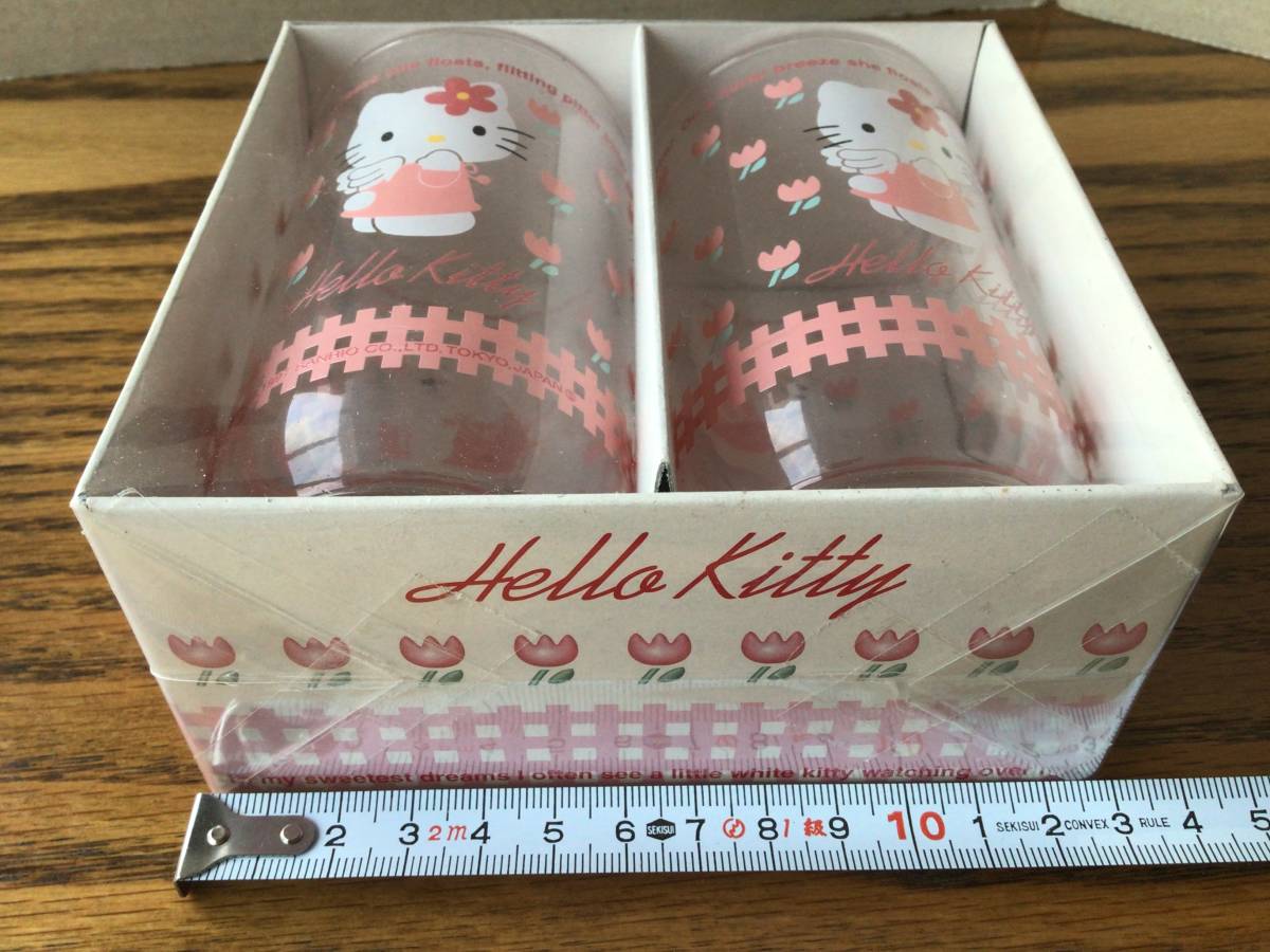 激レア★レトロ★サンリオ★エンジェルキティ★グラスペア★1997年★天使★チューリップ★お花★ピンク★ガラスコップ★ハローキティちゃん