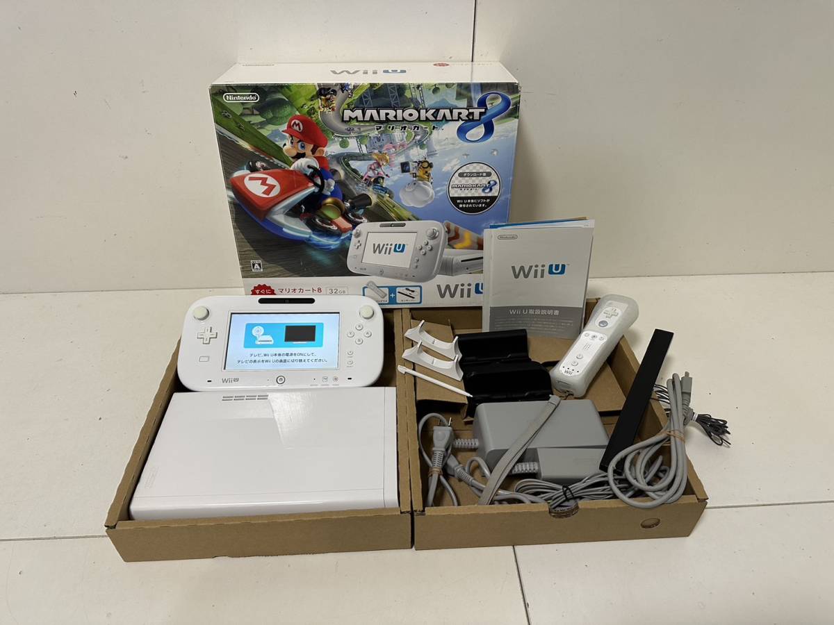 【送料無料，人気】 1円 完品 任天堂 Wiiu 本体 マリオカート8 セット シロ 32GB ゲームパッド アダプタ リモコンプラス センサーバー(Wii U本体)｜売買されたオークション情報、yahooの商品情報をアーカイブ公開 - オ Wii U本体