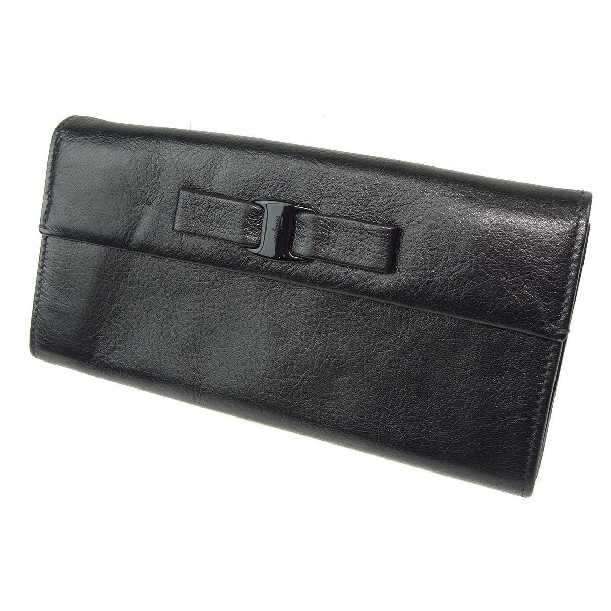 ★Z1445 美品 サルバトーレフェラガモ ヴァラリボン 二つ折り長財布 ブラック レディース★