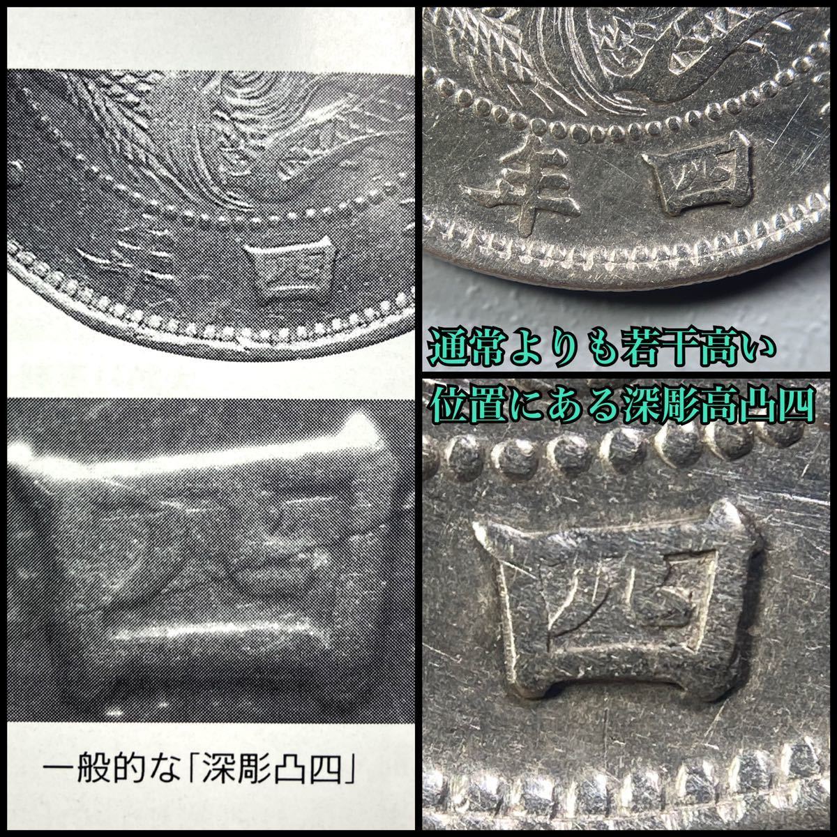 古銭 手変わり 旭日竜20銭銀貨 明治4年 最後期タイプ 標準型