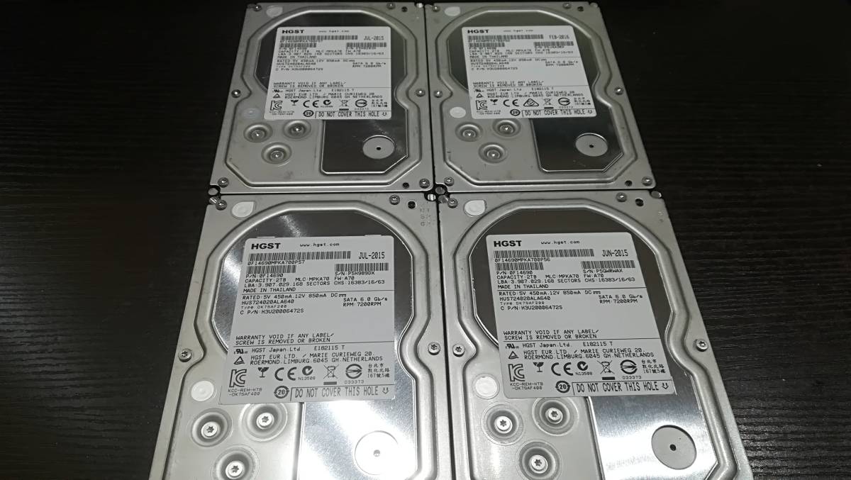【動作品♪】HGST HUS724020ALA640 ハードディスク [2TB(2000GB) SATA]3.5インチ/HDD/4個セット