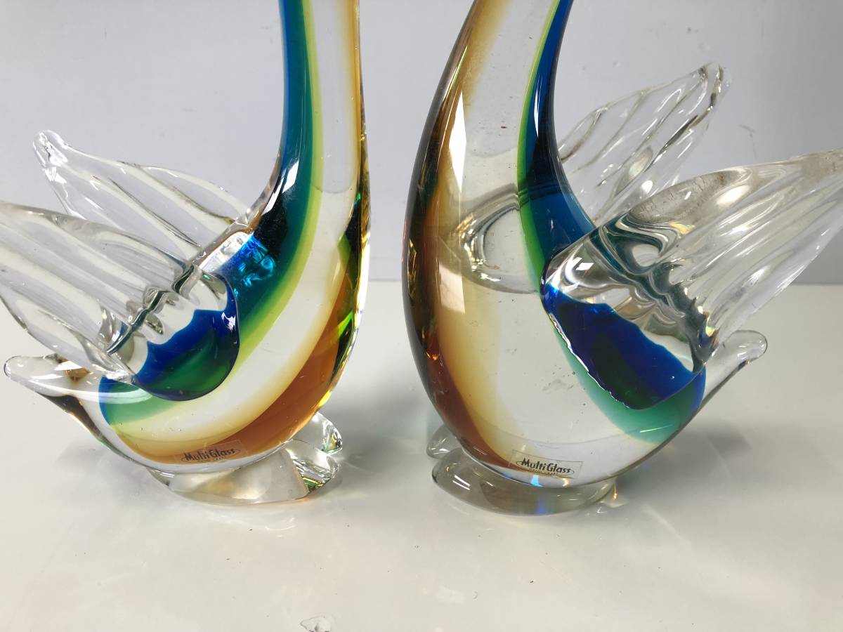 MultiGlass つがいの鶴 ガラス工芸オブジェJG-927Pマルティグラス MultiGlass つがいの鶴 ガラス工芸オブジェJG-927Pマルティグラス