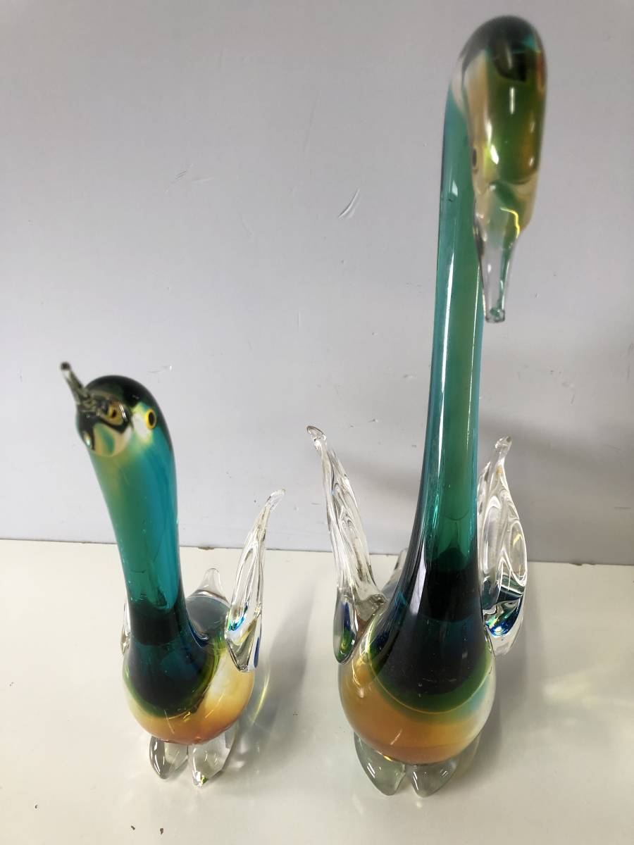 MultiGlass つがいの鶴 ガラス工芸オブジェJG-927Pマルティグラス