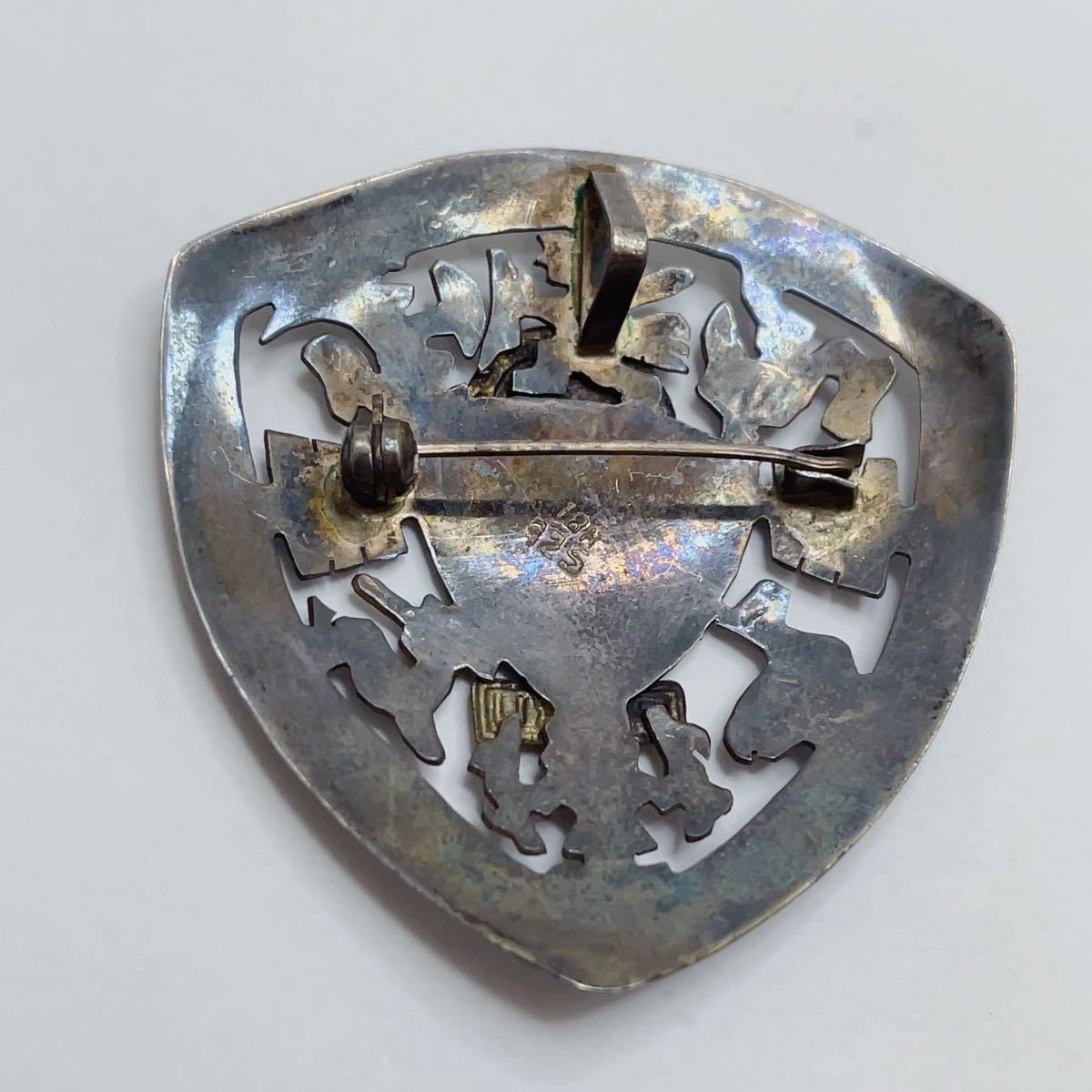 ビンテージ ペルー 金/銀 細工彫刻 シルバー925 ゴールドK18 刻印有 ブローチ＆ペンダント 2way アクセサリー A1537_4