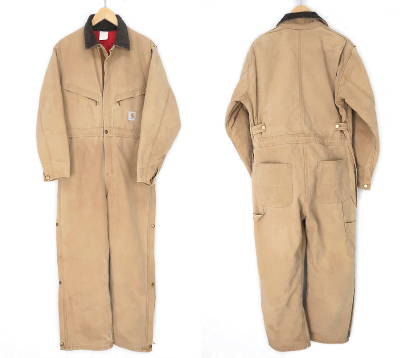 90s USA製 carhartt オールインワン ダック生地つなぎ 中綿キルト裏地