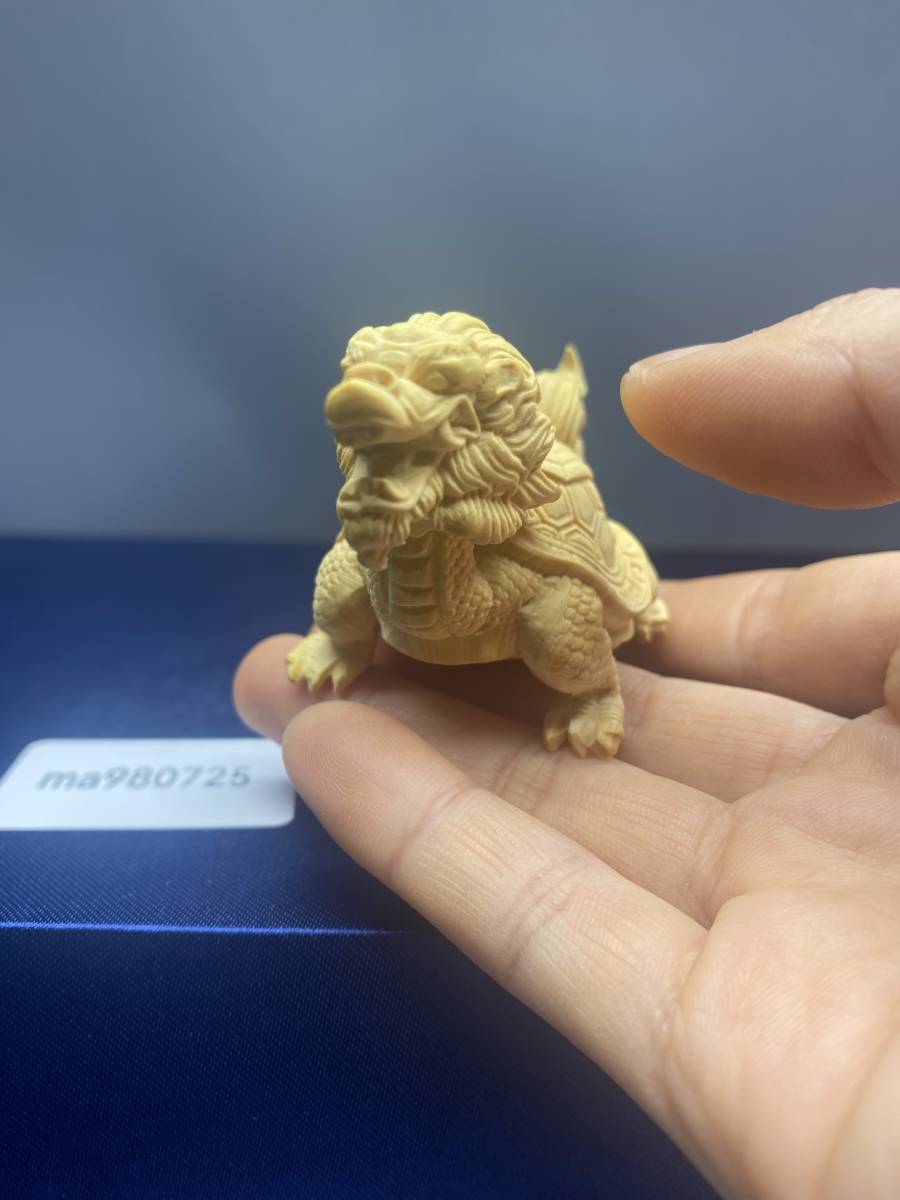 実物 龍亀02 聖獣 龍亀 木彫り 茶道具 中国古玩 神獣 龍 置物 竜 天然