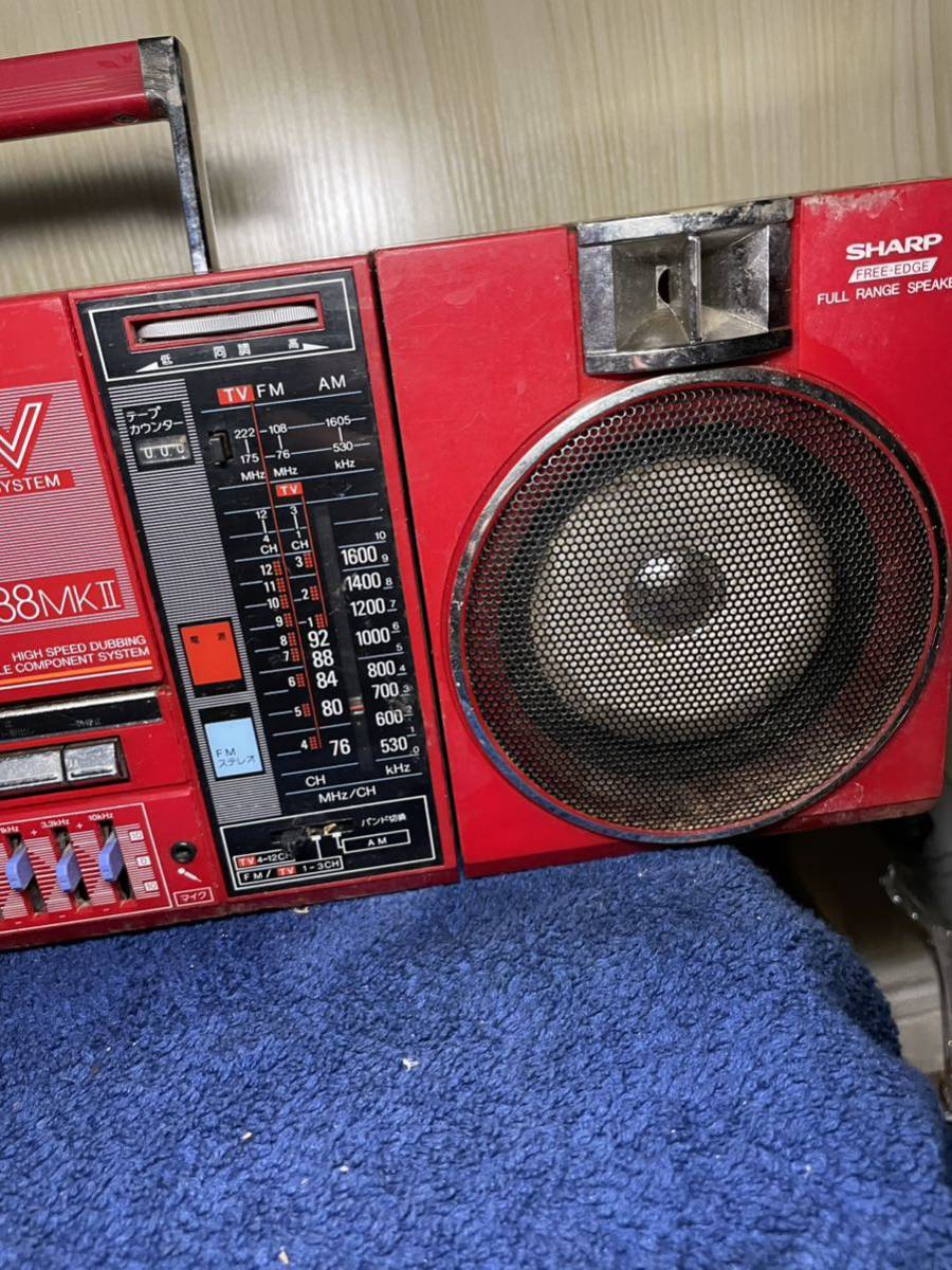 昭和レトロ 当時物 シャープ 赤 SHARP QT88MKII ダブルラジカセ 
