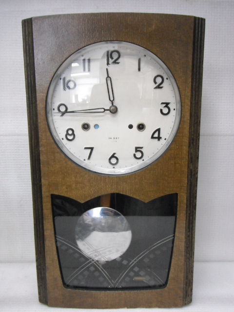 292○同梱NG 明治時計 meiji 丸型 掛時計 機械式 ゼンマイ式 直径40cm 