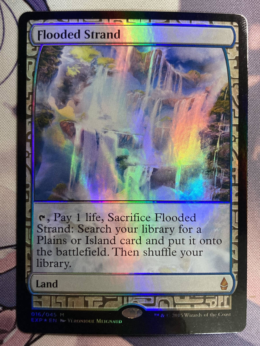 【セール！】【溢れかえる岸辺】【EXP】【foil】 MTG 《溢れかえる岸辺/Flooded Strand》【foil】 EXP 英語 - ミント