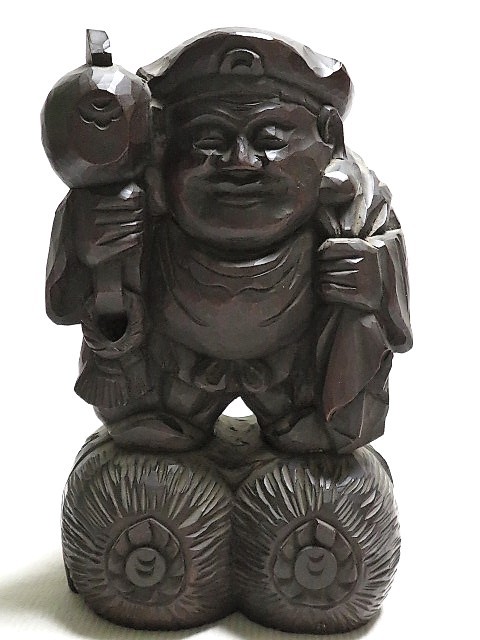木彫置物 大黒天 彫刻細工 大黒像 飾り物 時代 Yahoo!オークション