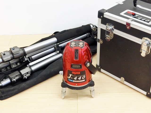 ○myzox マイゾックス 電子自動整準レーザー 墨出し器 J-440 レーザー墨出し器 動作品 三脚はオマケ［ 受光器欠品］