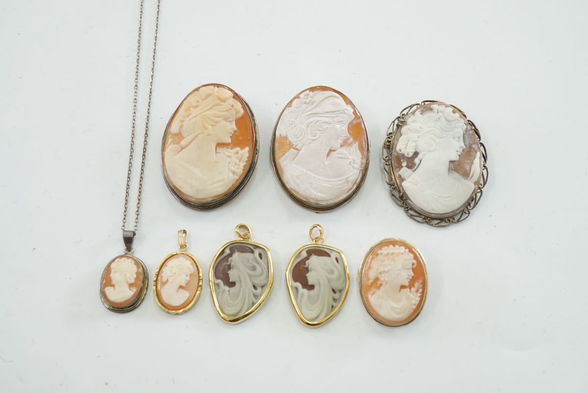 シェルカメオ ブローチ ヴィンテージ カメオ 800刻印 cameo 0 
