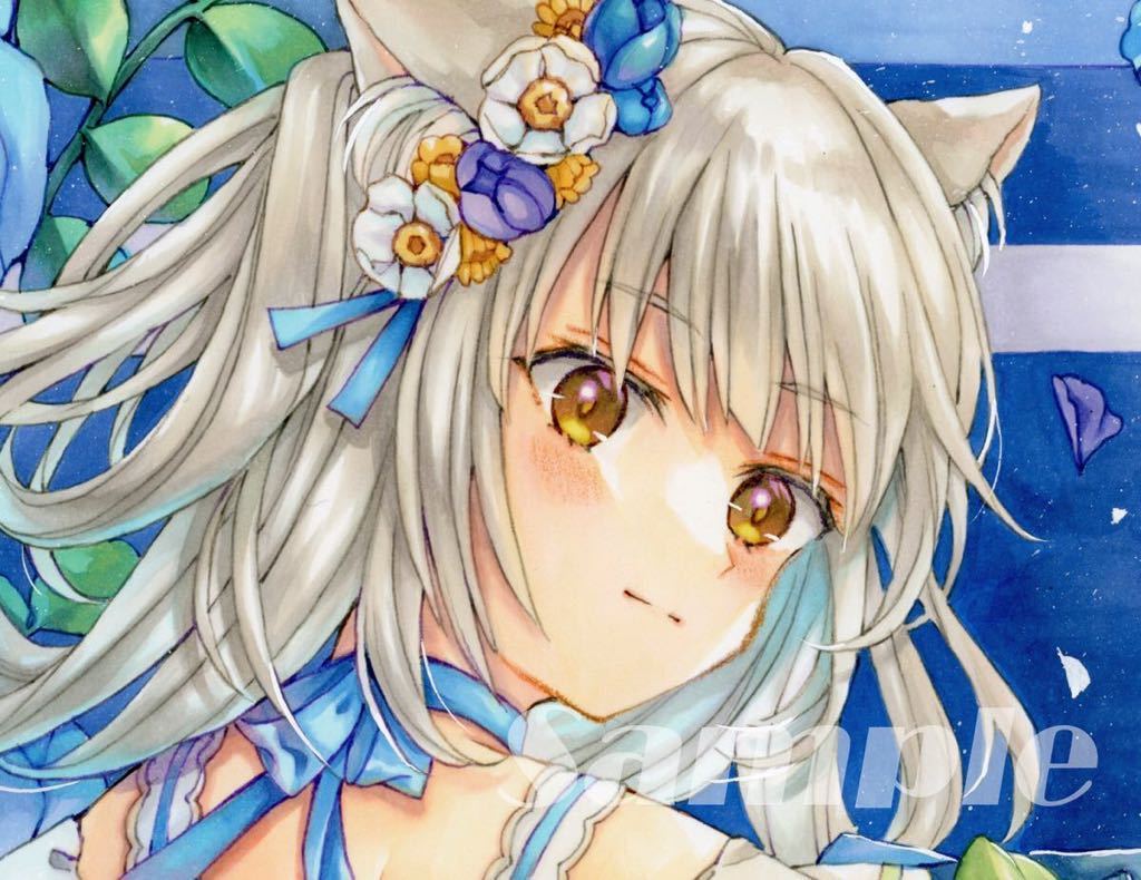 手描きイラスト　ホワイトデー 手描きイラスト オリジナル ホワイトデー2023 手描きブルーの