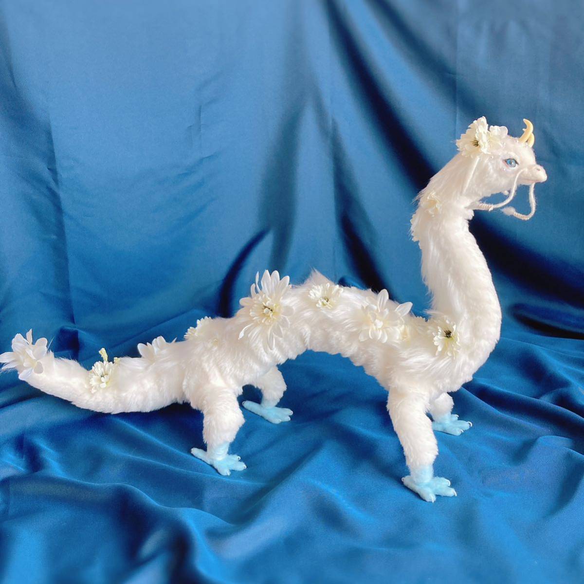 花竜 約90センチ ハンドメイド アートドール 架空動物 神獣 ようも羊毛 