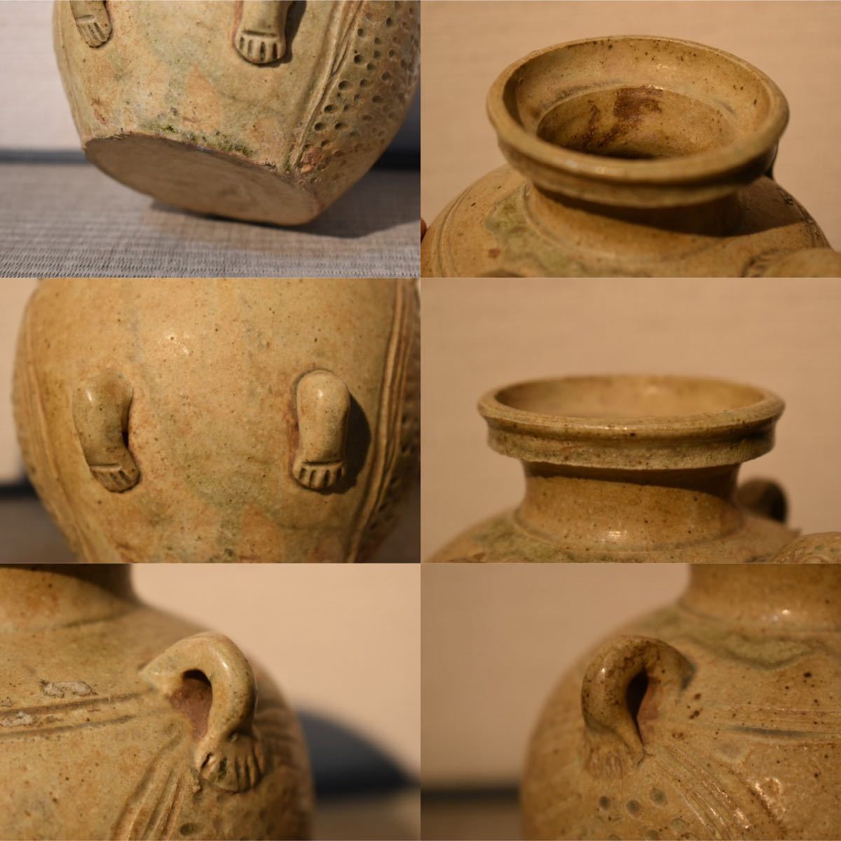GE】Z1015【コレクター所蔵品】時代 越州窯獅子壺 /朝鮮美術 骨董品