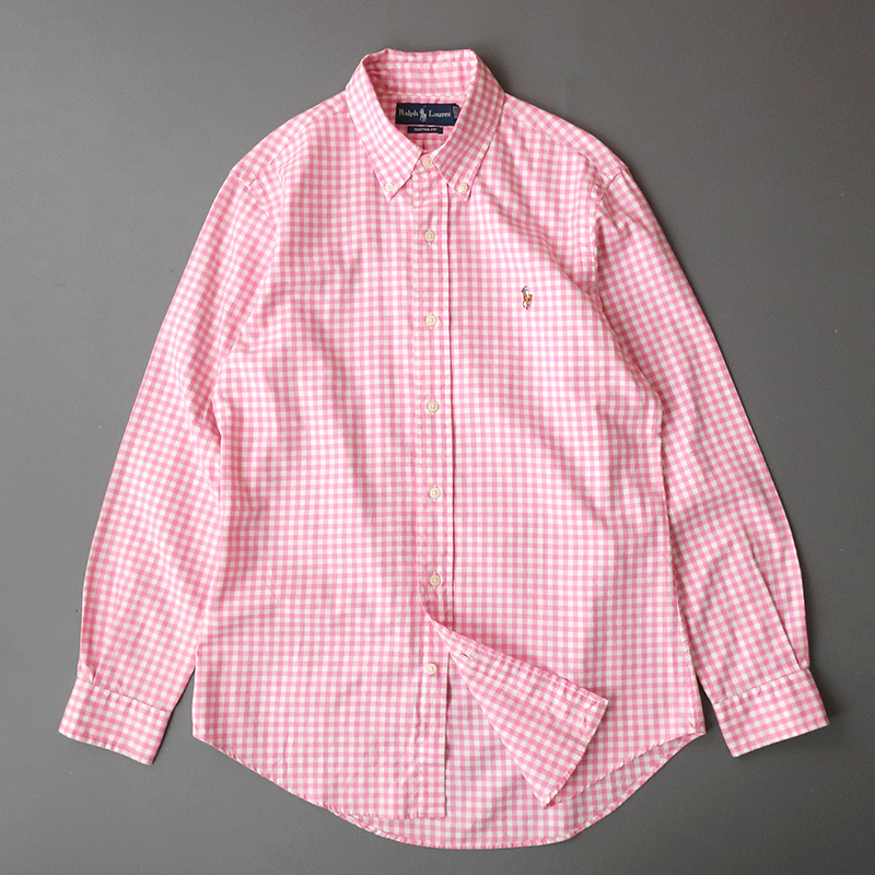 ラルフローレン ギンガムチェック オックスシャツ カラーポニー刺　ピンク(M)