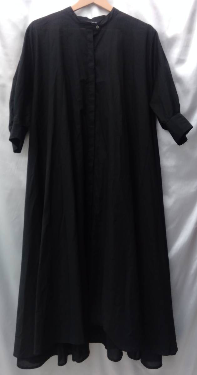 mizuiro ind ミズイロインド ロングシャツワンピース 黒 ブラック 綿100％ 日本製 MADE IN JAPAN