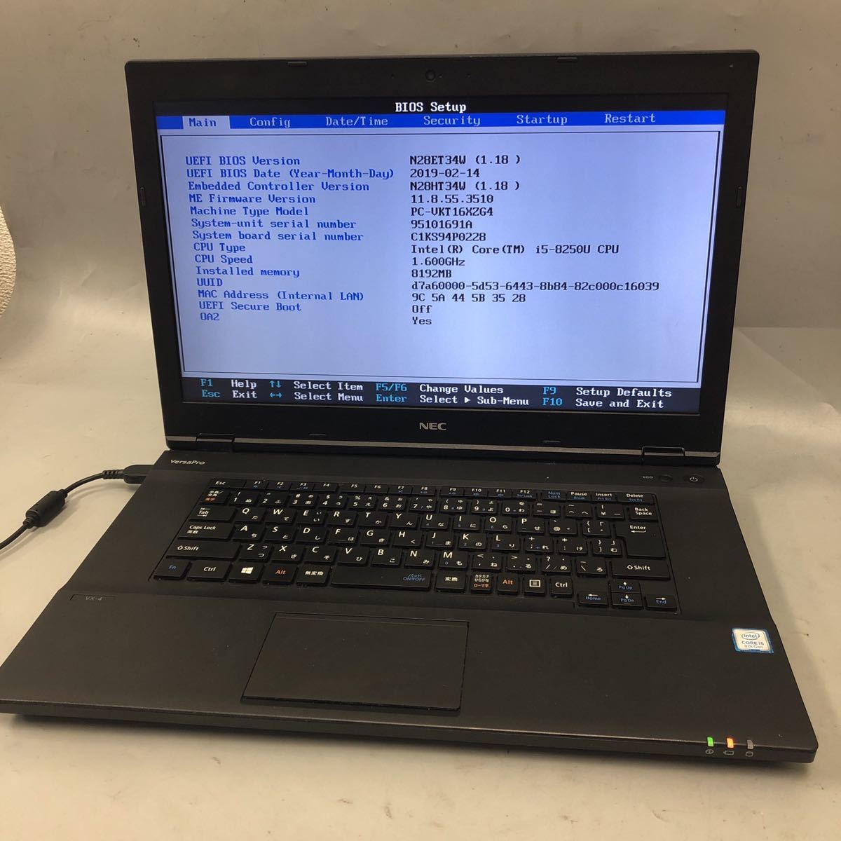 JXJK2840【ジャンク】NEC VKT16X /Core i5-8250U 1.60GHz/メモリ8G/HDD