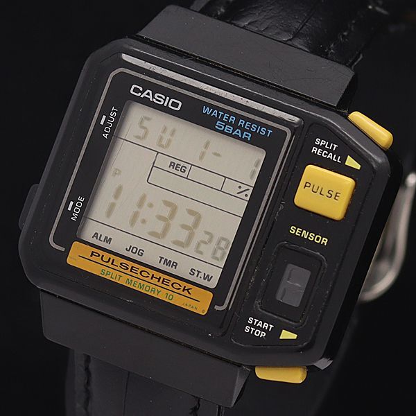 1円 稼働 カシオ QZ JP-100W パルスチェック デジタル文字盤 メンズ