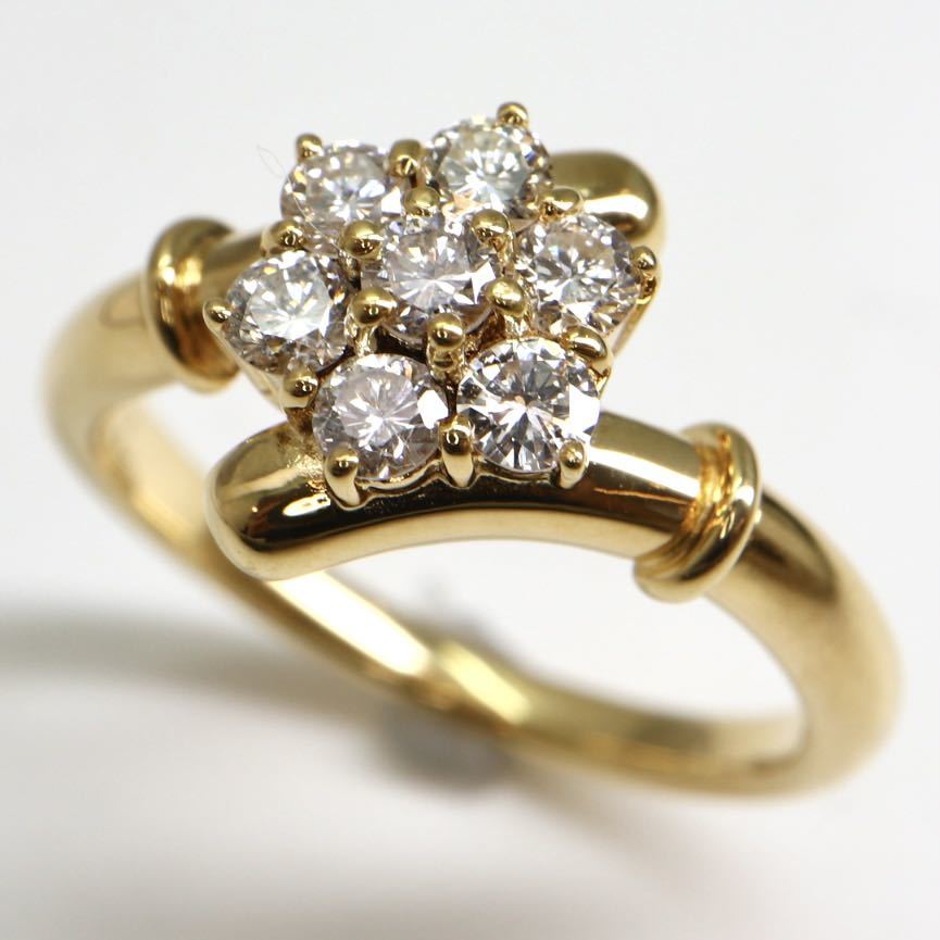 リング 指輪 K18 ～ 0.59ct）（ジュエリー K18イエローゴールドダイヤモンドリング K18 750 ダイヤ0.50ct リング 指輪 2.5g #11.5