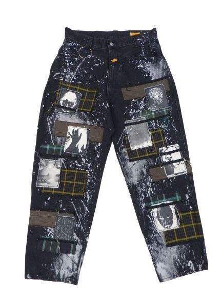 KIDILL × EDWIN / キディル エドウィン パッチスリムテーパードパンツ サイズM ブラック 中古品 [B141U142]