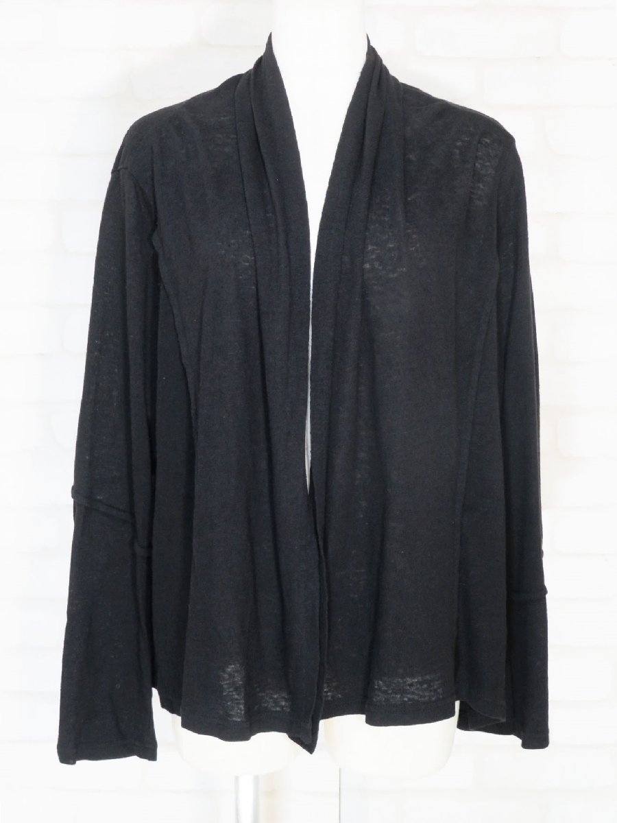 ☆美品☆萌MOYURU/センソユニコ取扱/リネンコットンニットカーディガン羽織：40/黒ni150