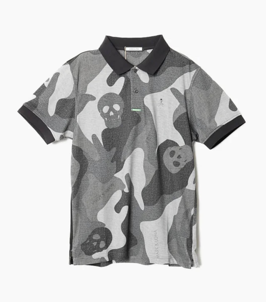 MARK&LONA マークアンドロナ カモフラビッグスカルPolo MEN ブラック50