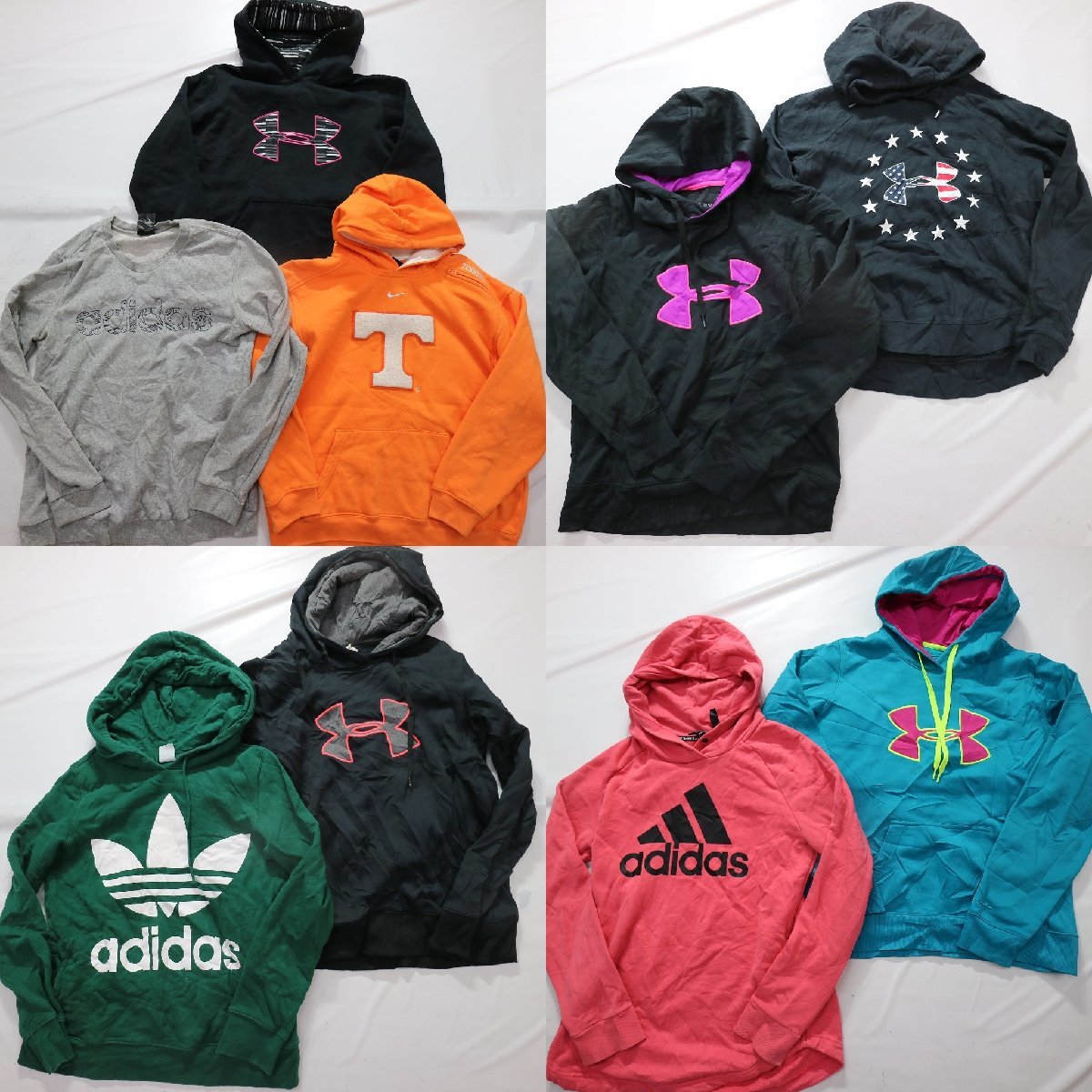 ◎スポーツブランド スウェット set アディダス デカロゴ 他 (レディースM) 9枚セット まとめ売り 古着卸 1円スタート 最落なし MM7458