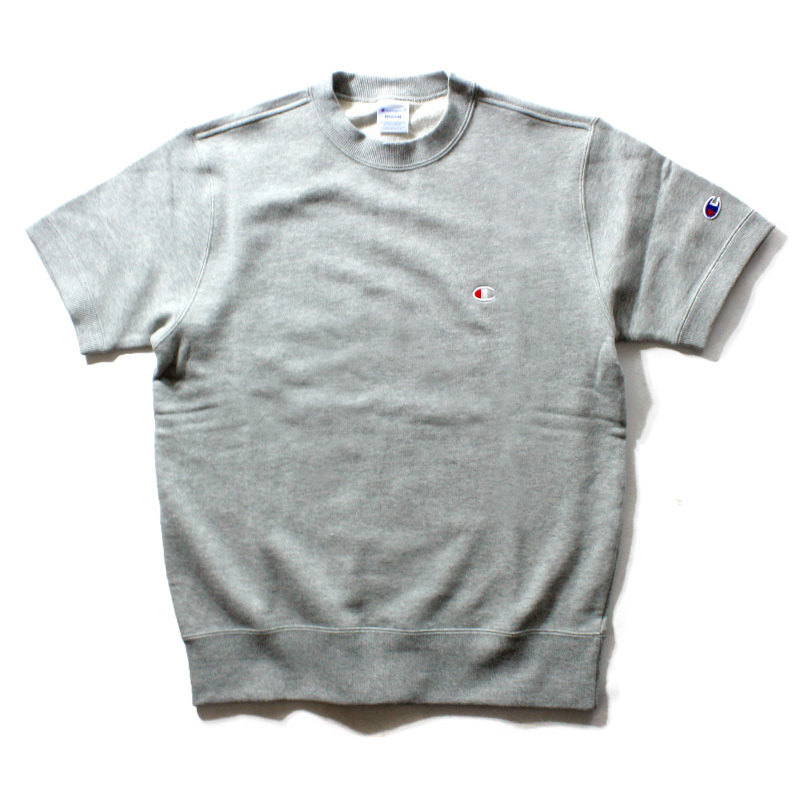 新品 Champion チャンピオン 半袖スウェットシャツ 半袖スエット Tシャツ 無地 ワンポイント刺繍 C3-X013 杢グレー XL LL