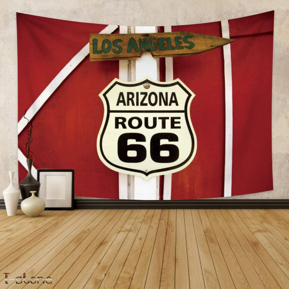 アメリカン雑貨 ビッグフラッグ タペストリー ROUTE66 ルート66 お洒落 インテリア 存在感抜群 アメリカンレトロ 男の隠れ家 雰囲気作り