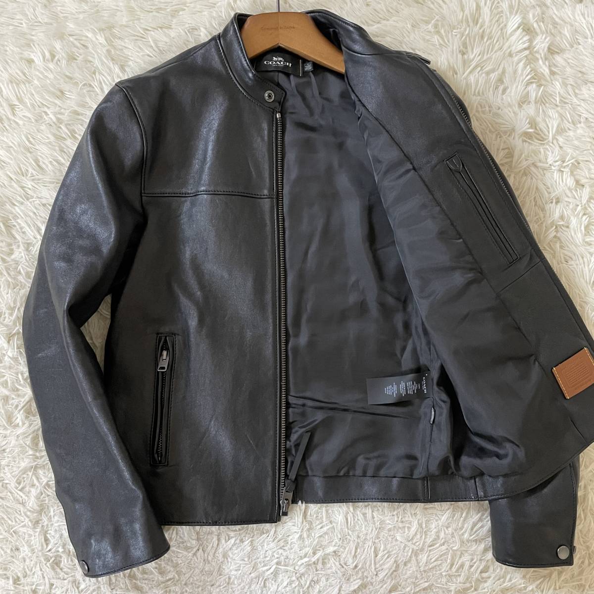コーチ COACH 33779 シングル ラムレザー ライダースジャケット XS コーチ シングルライダース coach コーチ COACH ラムレザー シングル