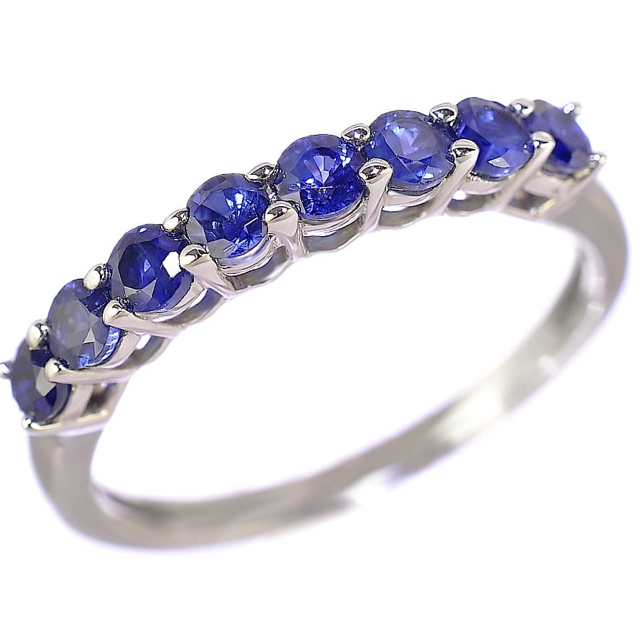 1円 ◆新品 PL宝石 希少 豪華 ハーフエタニティ 8P 良質サファイア 0.66ct 高級K18WG リング◆L.Csu.s1-16