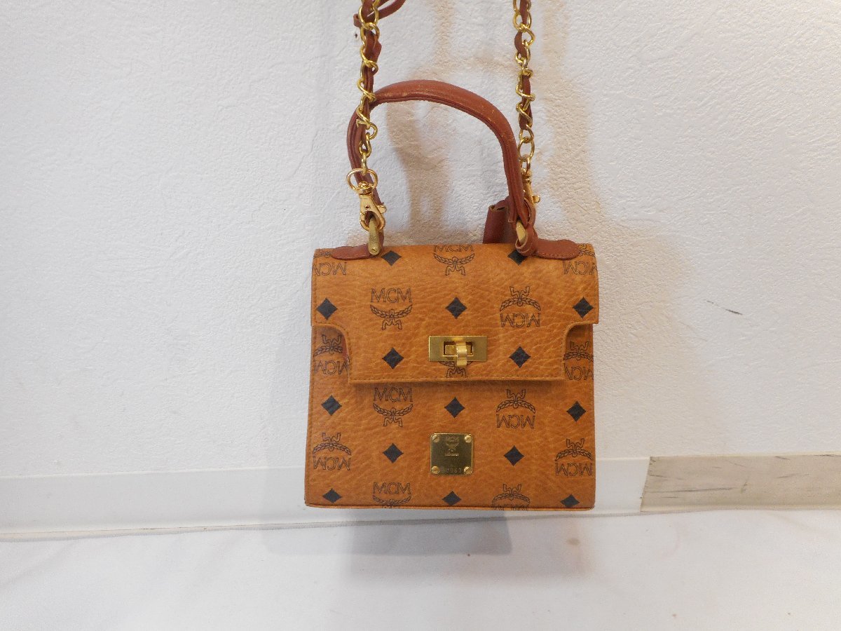 MCM エムシーエム ヴィセトス柄 レザー ケリー型 2WAY ハンドバッグ ショルダーバッグ