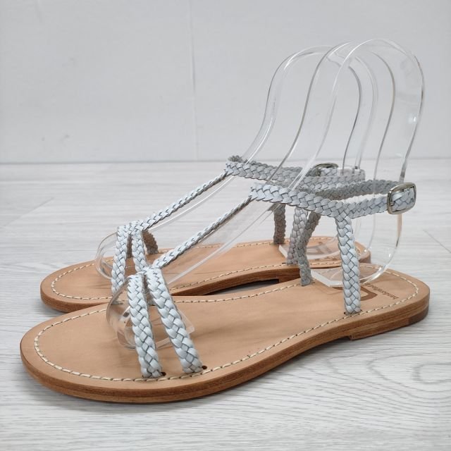 3-0410S∞45R/45rpm 新品保存箱付 定価5万 レザー編み 馬革 2 24.0 サンダル ベージュ フォーティーファイブアールピーエム 213475