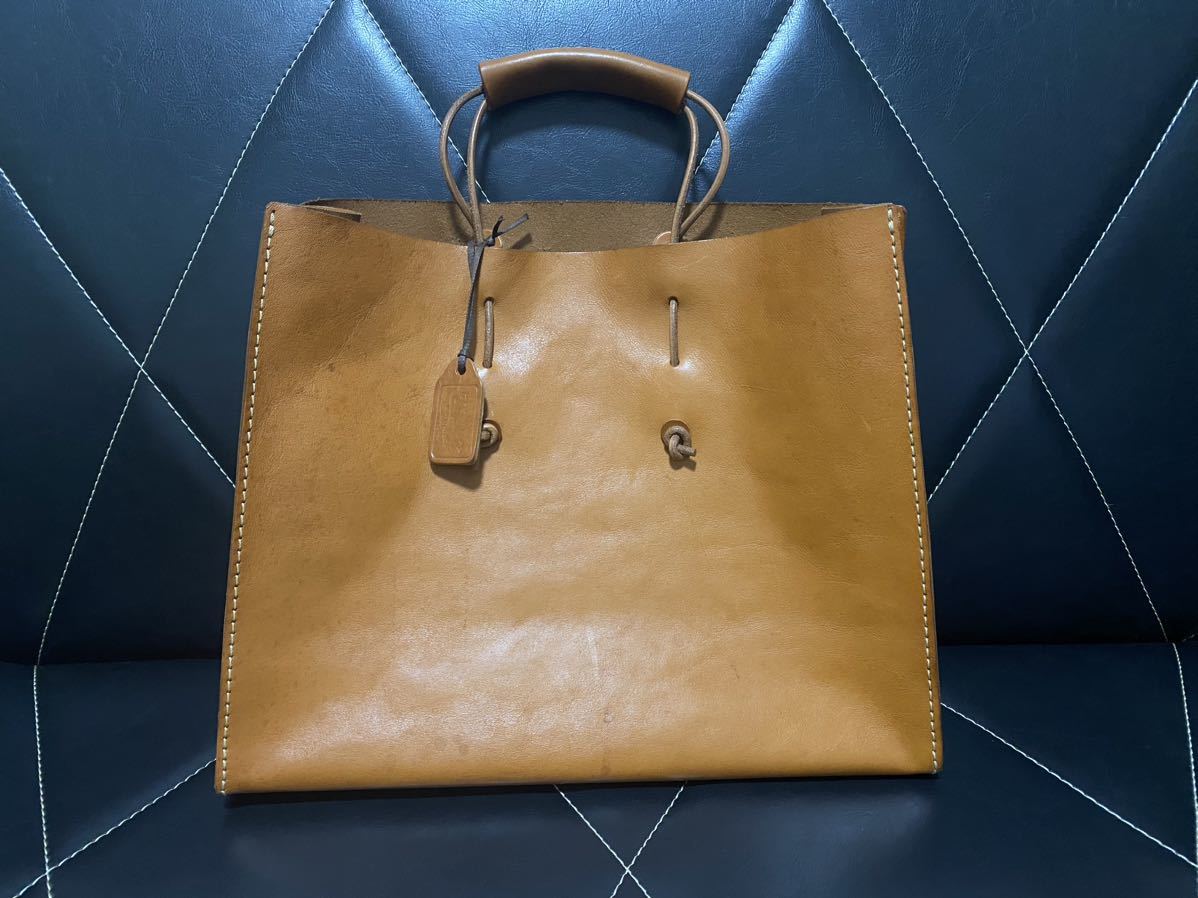 美品 最高級! HERZ ヘルツ ヌメ革 厚革オールレザー トートバッグ ビジネスバッグ 男女兼用 上質レザー本革バッグ