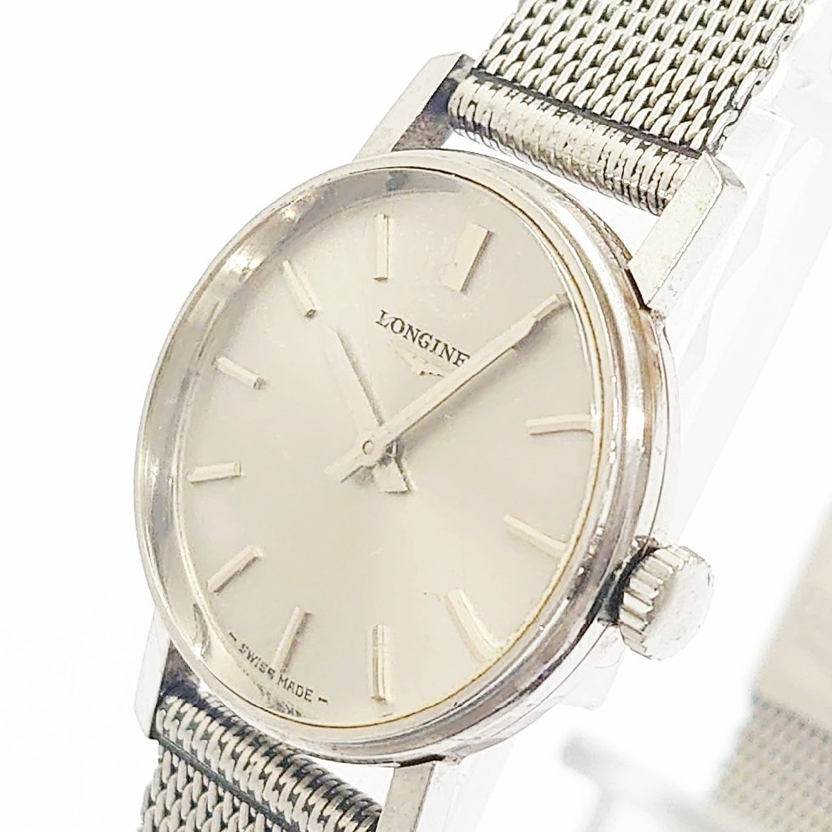 1円スタート】LONGINES ロンジン SS シルバー文字盤 手巻き レディース 