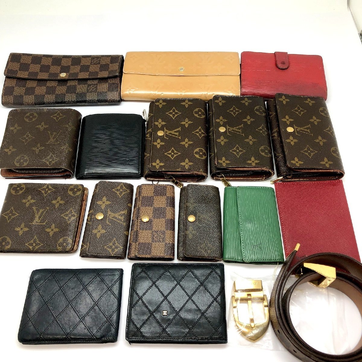 LOUIS VUITTON ルイヴィトン 【4637D】 CHANEL シャネル 財布 札入れ 小物 ベルト キーケースなど 18点 まとめて ジャンク
