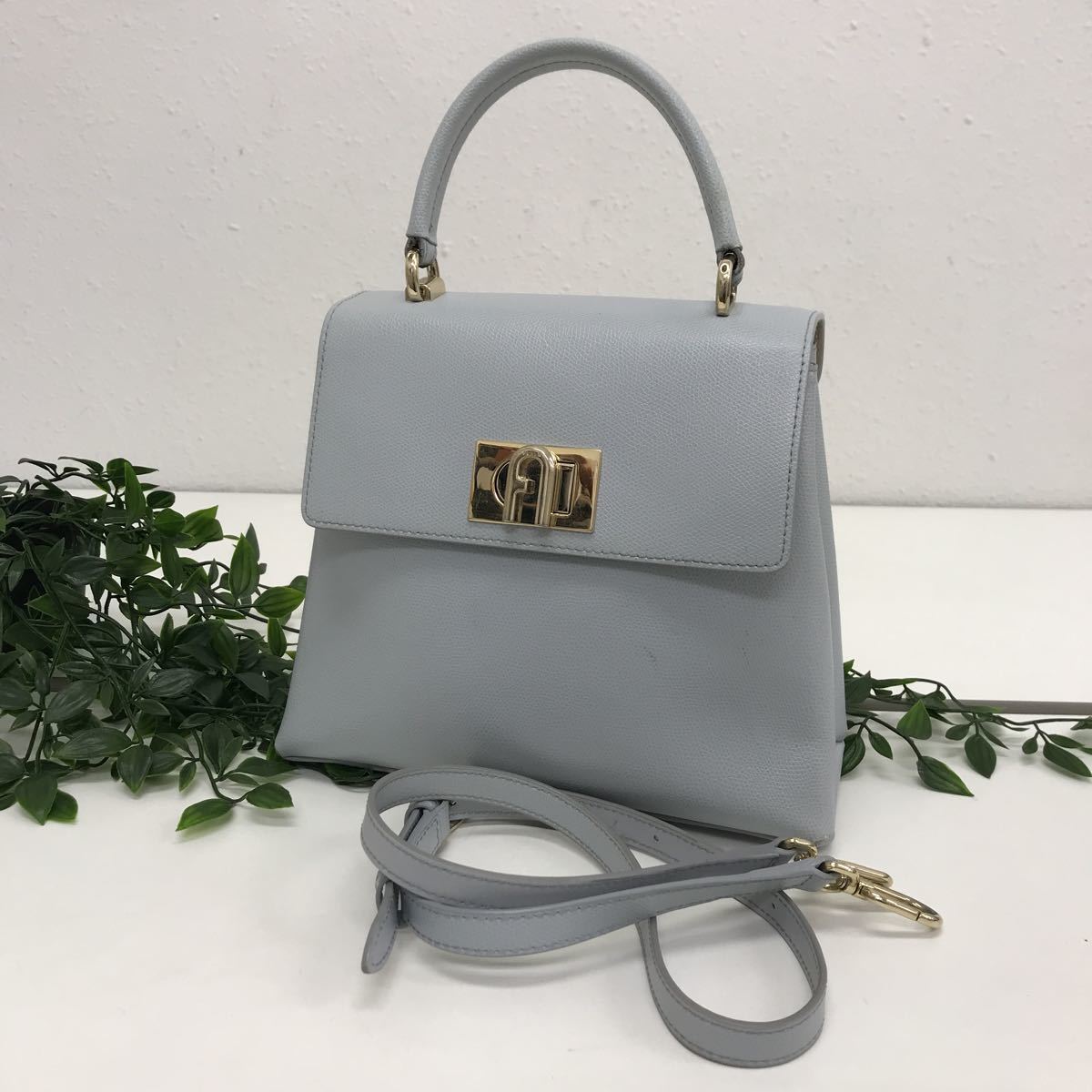 【5997-1】フルラ　1927レザーミニトップハンドル2wayハンドバッグ　フォーマルにも