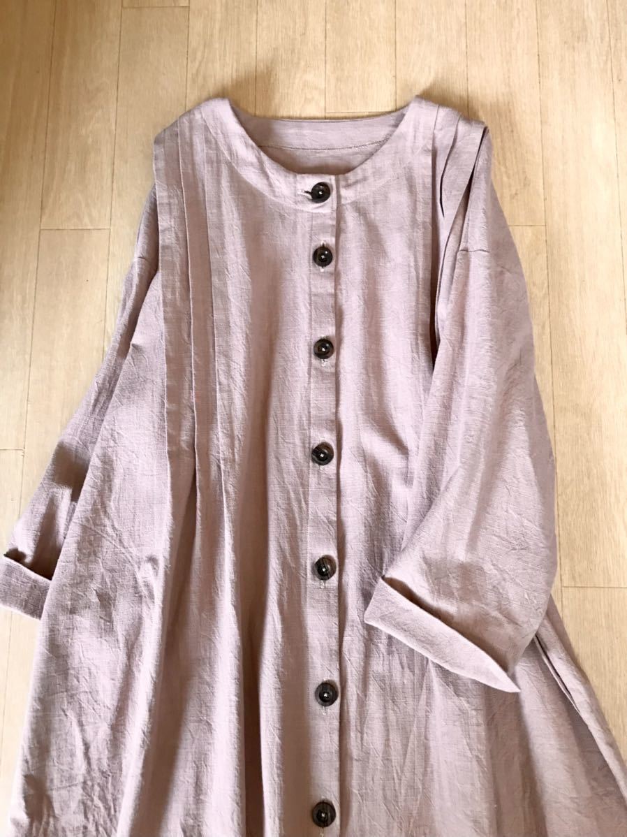 ＊ハンドメイド　cotton 木綿　くすみピンク　ピンタック　羽織りコート♪