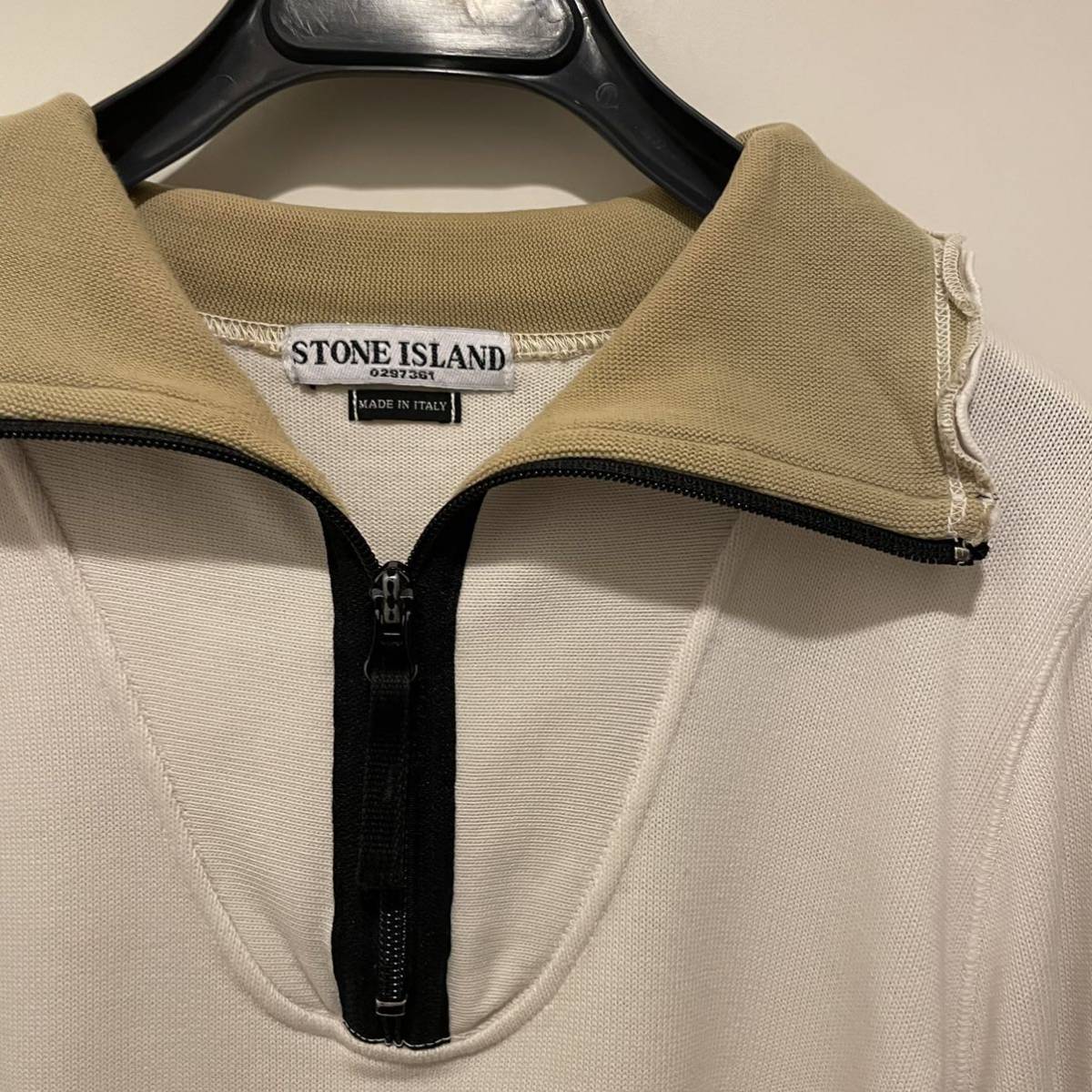 90s Stone Island ハーフジップコットンニット massimo ostiデザイン 
